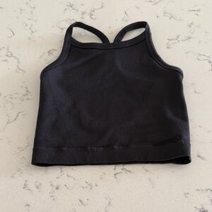 All In Motion Crop Black Ribbed Tank Top Girls Xs